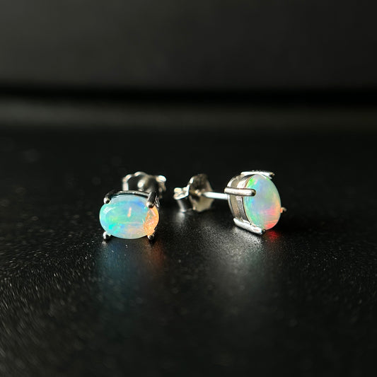 Opal stud earrings.